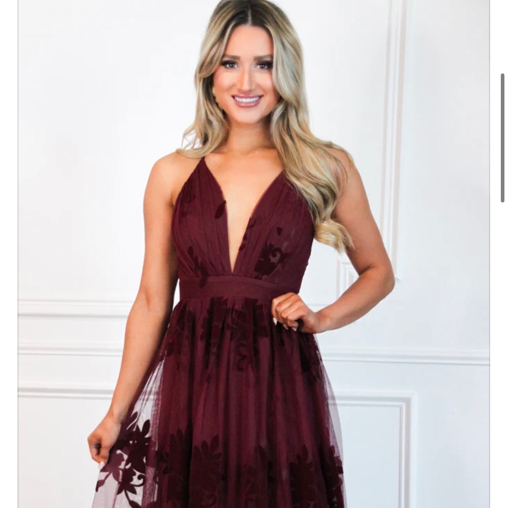 🌹Vintage Maroon Cranbrrry Velvet Vintage Shop Burgundy Long Maxi Dress🌹